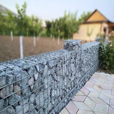 قفص التراب الملحوم المجلفن الاحتفاظ بجدار حجر التراب شبكة حديقة سياج الصخور صندوق مملوء لسياج الحديقة