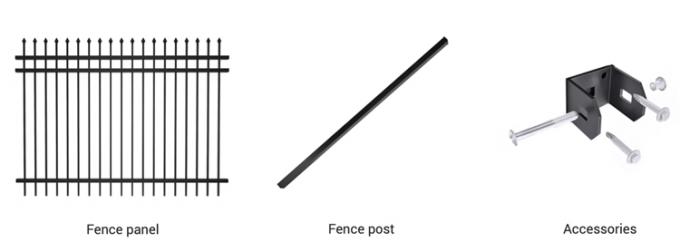 Black Outdoor Metal Easily Assembled Steel Picket Fence 6ft X 8ft Wrought Iron Fence Steel Fence For Sale